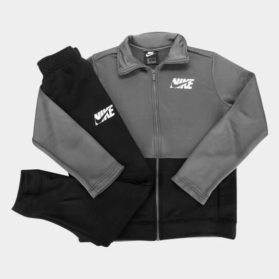 Agasalho Infantil Nike B Nsw Core Trk Suite Poly Masculino - Cinza+Branco