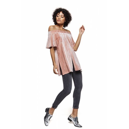 Bata Off Shoulder MUMO Feminina - Nude