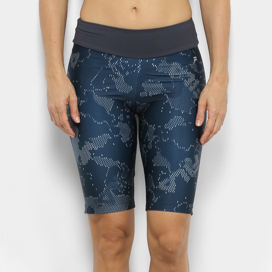 Bermuda Fila Life Long Print Feminina - Azul Petróleo+Cinza