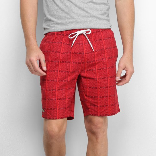 Bermuda Lacoste Estampada Masculina - Vermelho