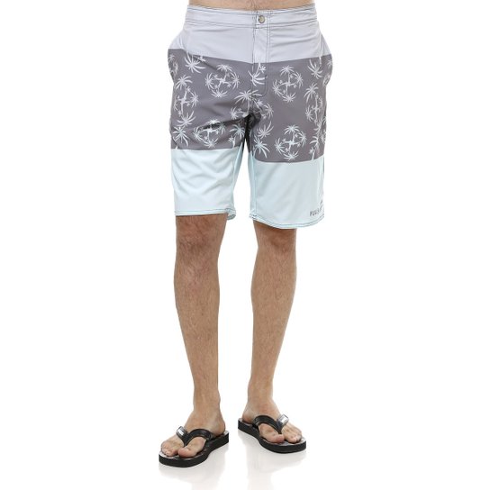Bermuda Praia Masculina Cinza/Azul - Cinza+Azul