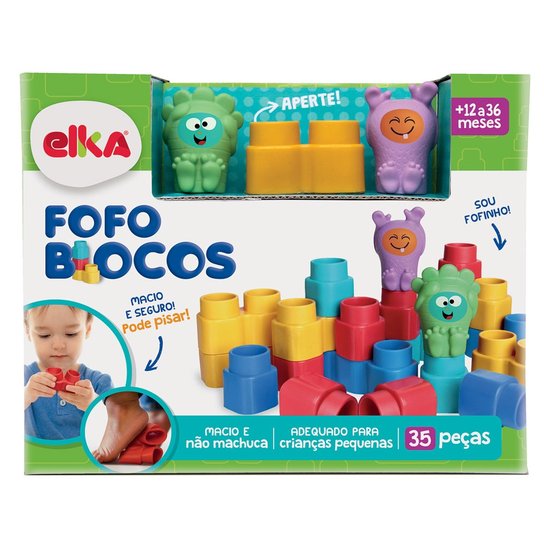 Blocos de Montar - Fofo Blocos - 35 Peças - Elka - Incolor