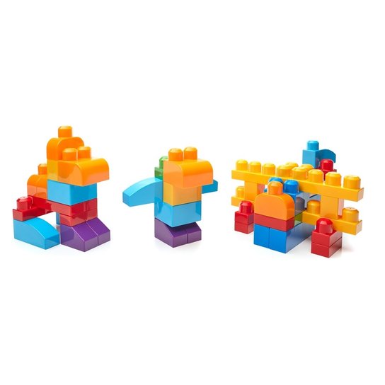 Blocos de Montar - Mega Bloks - Sacola com 80 Peças - Fisher-Price - Incolor