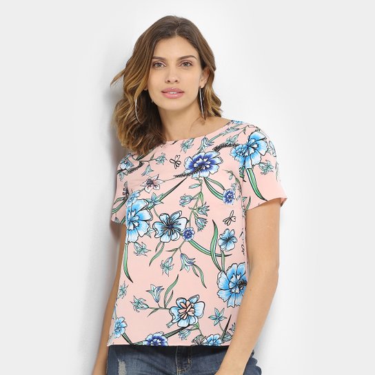 Blusa Aishity Manga Curta Feminina - Floral
