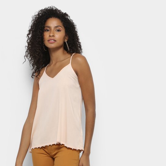 Blusa Aishty Alcinha Pérolas Feminina - Nude