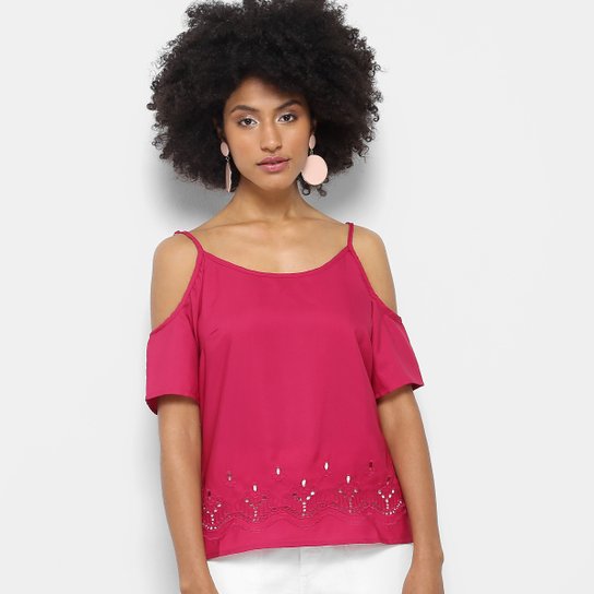 Blusa Aishty Bordada Feminina - Rosa Escuro
