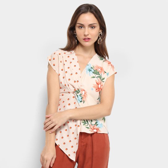 Blusa Assimétrica Jin Feminina - Bege