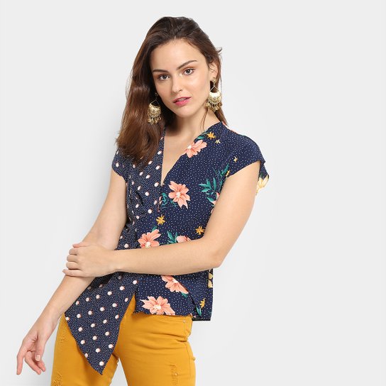 Blusa Assimétrica Jin Feminina - Azul