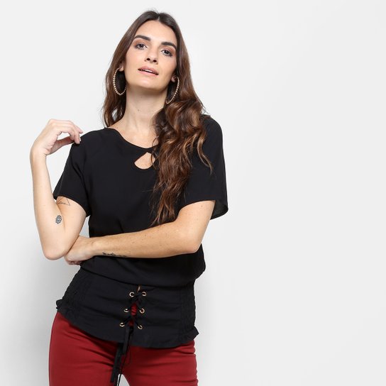 Blusa Ayaka Elastex Feminina - Preto