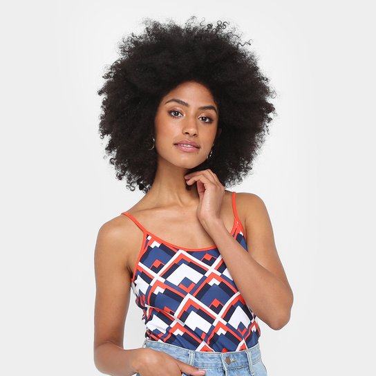 Blusa Cativa Estampa Geométrica Feminina - Laranja
