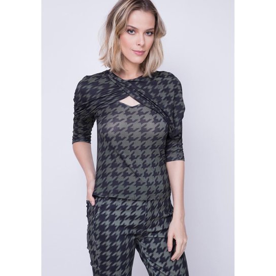 Blusa Decote Transpassado Vazado Lança Perfume Feminina - Verde