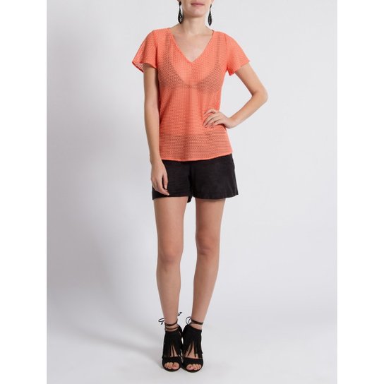 Blusa Fernanda Almeida Raphia - Coral