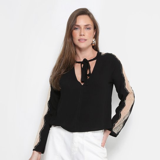 Blusa Fiya Lady Rendada Feminina - Preto