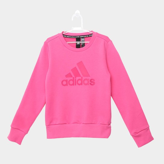 Blusa Infantil Adidas YG MH Bos Crew - Rosa Claro