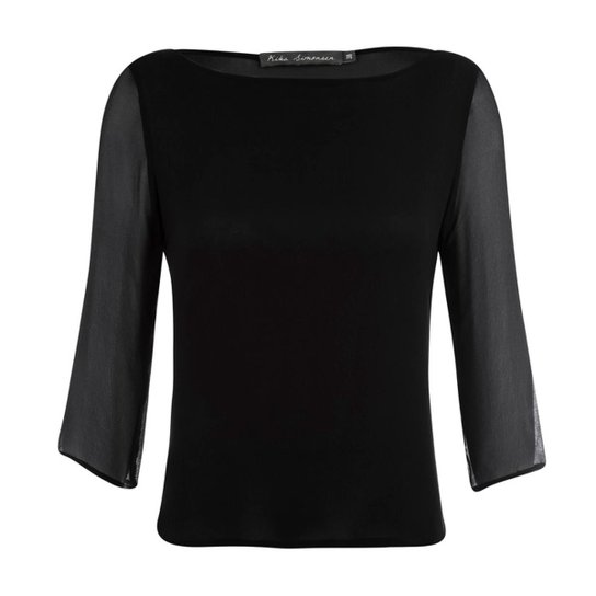 Blusa Kika Simonsen Decote Canoa Feminina - Preto