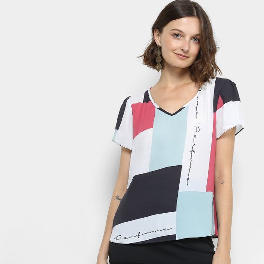 Blusa Lança Perfume Bata Neo Feminina - Azul+Rosa