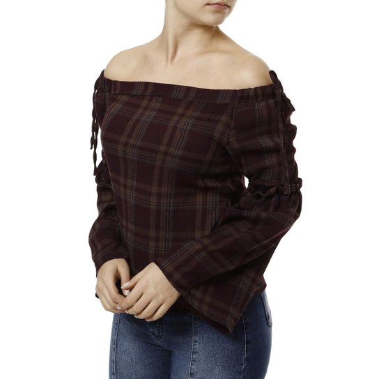 Blusa Lifestyle Manga Longa Feminina - Vinho
