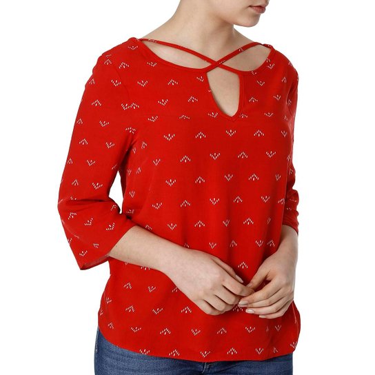 Blusa Lunender Manga 3/4 Lunender Feminina - Vermelho
