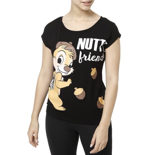 Blusa Manga Curta Feminina Disney - Preto
