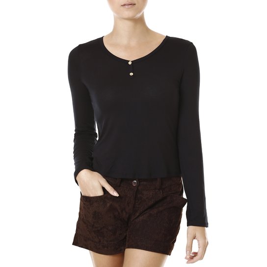 Blusa Manga Longa Feminina Lunender Preto - Preto