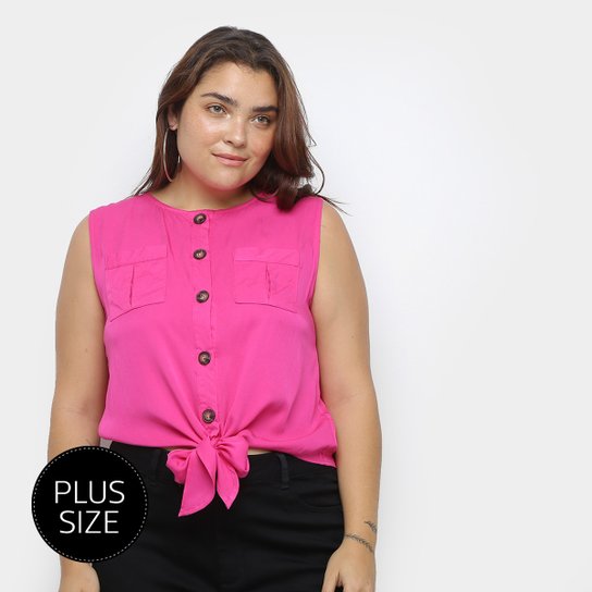 Blusa Regata Heli Amarração Bolsos Feminina - Rosa