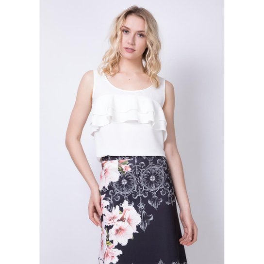 Blusa Reta Babado Lança Perfume - Off White