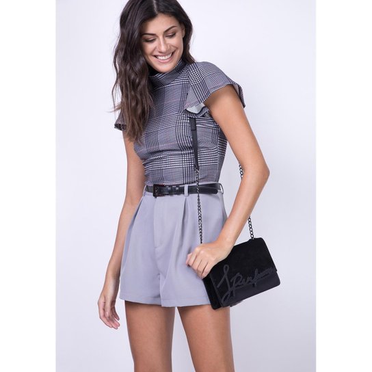 Blusa Slim Estampada Lança Perfume - Cinza