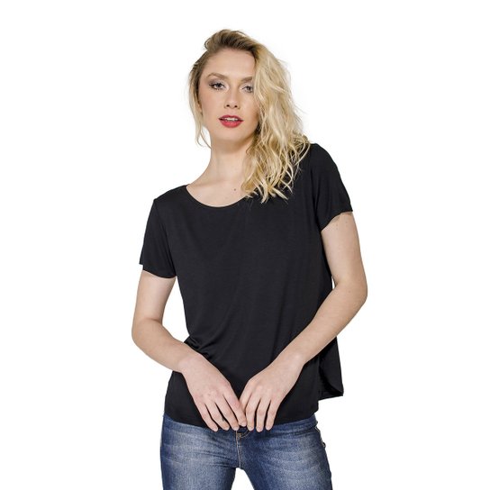 BLUSA T- SHIRT BÁSICA LUCIDEZ - Preto