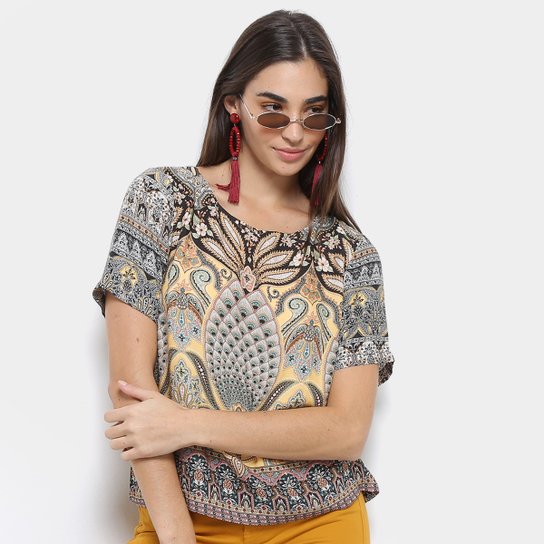 Blusa T-Shirt Farm Estampada Abacaxi Feminina - Amarelo
