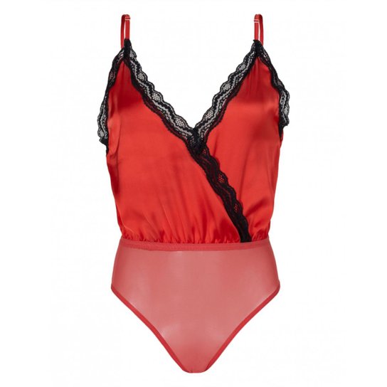 Body Amaro Gloss Light Com Tule Feminino - Vermelho