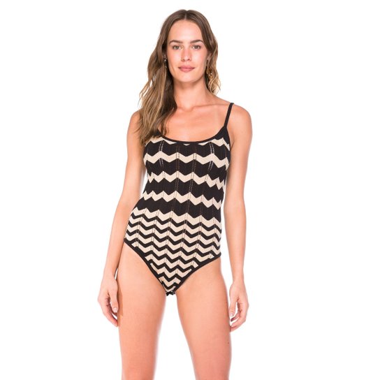 Body Amaro Tricot Padronagem - Preto