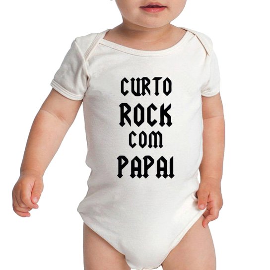 Body Criativa Urbana Bebê Divertidos Curto Rock Com Papai - Branco