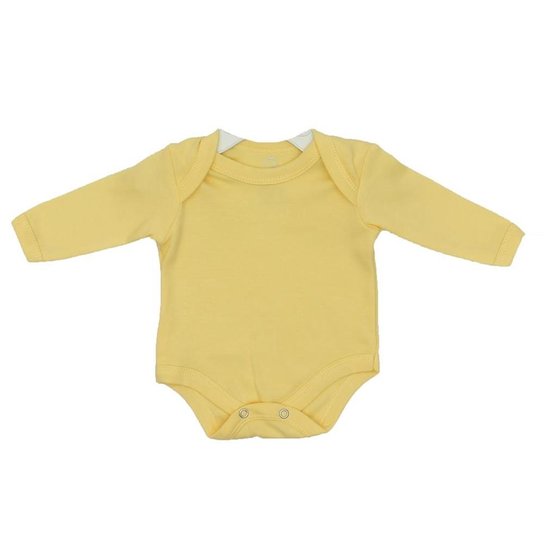 Body Manga Longa Basico Feminino - Amarelo