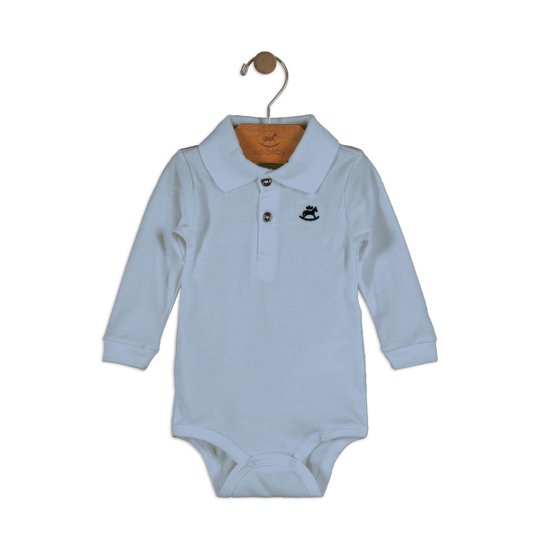 Body Polo Suedine Bebê Up Baby Masculino - Azul Claro