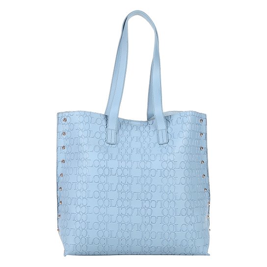 Bolsa Colcci Shopper Croco Tachas Feminina - Azul Claro