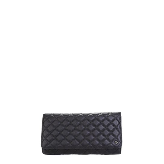 Bolsa Couro Capodarte Clutch Vitelo Matelassê Feminina - Preto