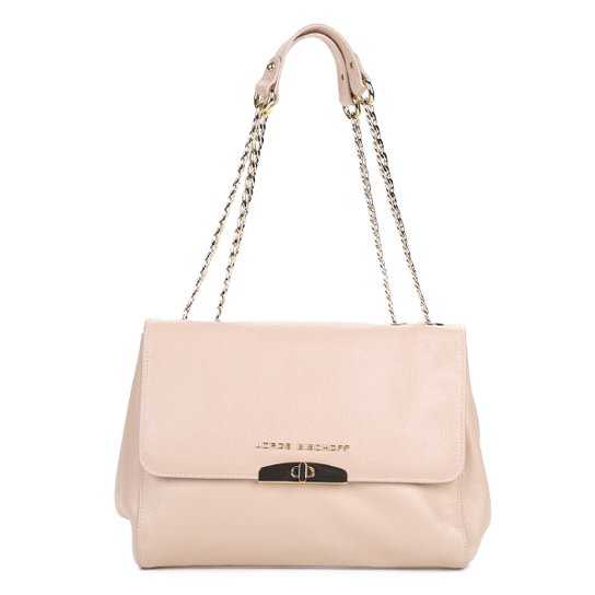 Bolsa Couro Jorge Bischoff Flap Basic Feminina - Rosa Claro