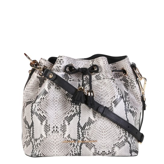 Bolsa Couro Jorge Bischoff Saco Animal Print Snake Feminina - Bege