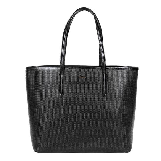 Bolsa Couro Lacoste Tote Chantaco Piqué Feminina - Preto