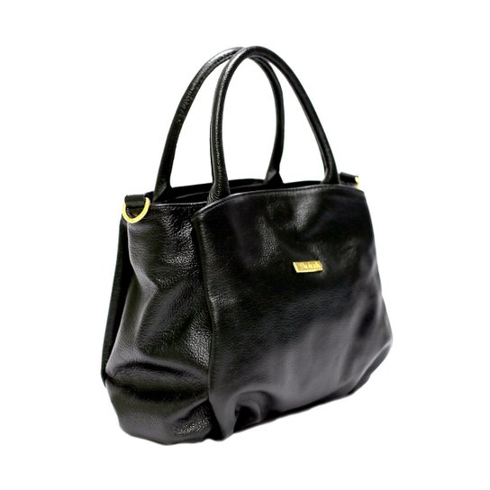 Bolsa Couro Legítimo Alça Regulável Flor da Pele Média - Preto
