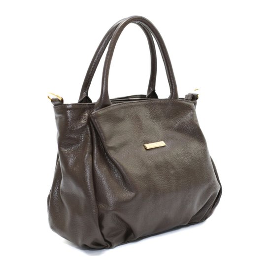Bolsa Couro Legítimo Alça Regulável Flor da Pele Média - Marrom