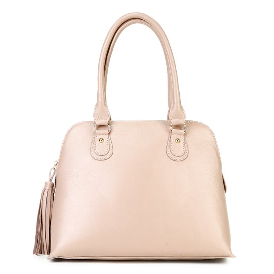 Bolsa Couro Shoestock Média Handbag Feminina - Bege