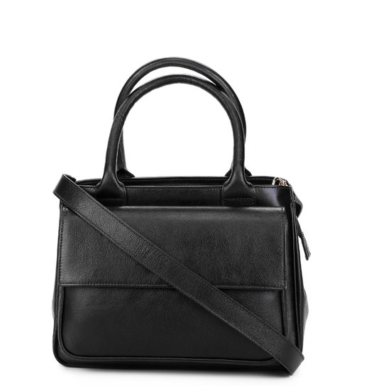 Bolsa Couro Shoestock Satchel Transversal Feminina - Preto