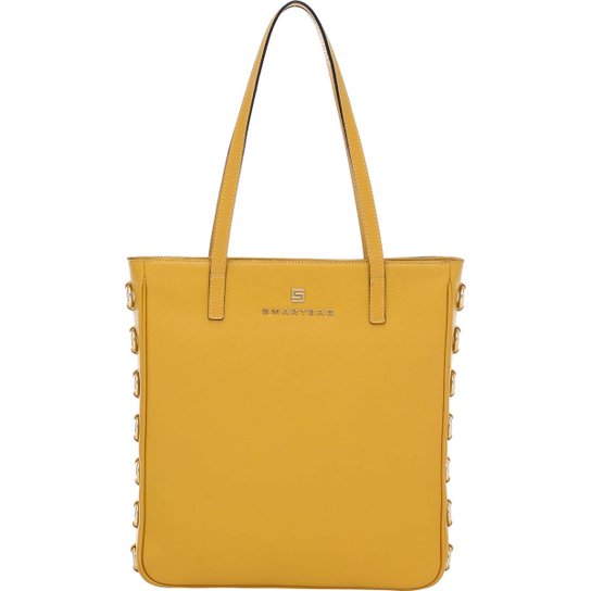 Bolsa Couro Tiracolo Anéis - Amarelo