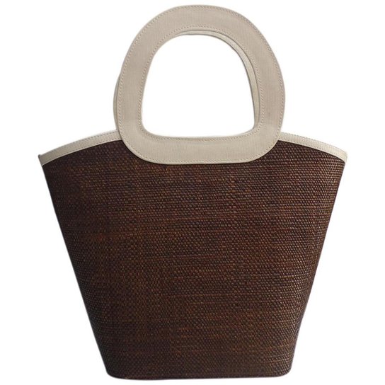 Bolsa de Palha com Alça Ovalada Moda Praia - Marrom