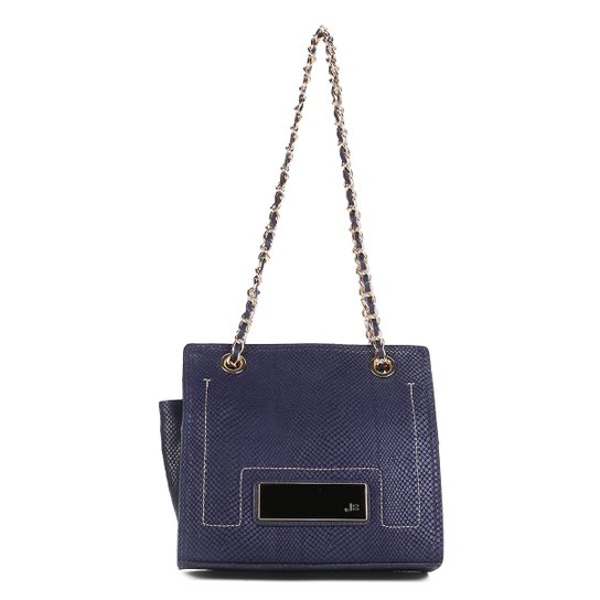 Bolsa Jorge Bischoff Lezard Transversal Texturizada - Marinho