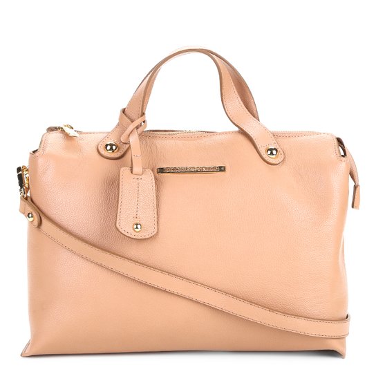 Bolsa Loucos e santos Grande plaquinha COURO floter - Caramelo
