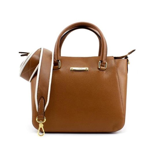Bolsa Luz da Lua Couro Feminina - Caramelo