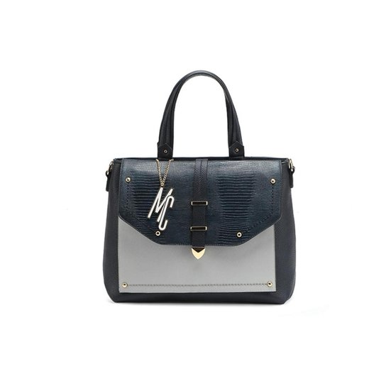Bolsa Macadâmia Casual Com Textura Petróleo Feminina - Azul
