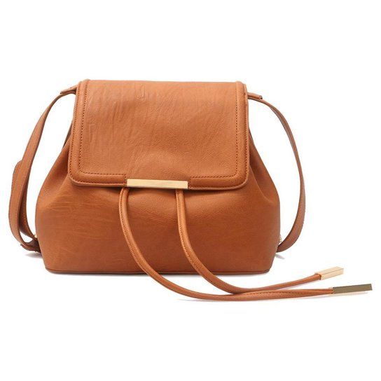 BOLSA MACADAMIA MEDIA COM ALÇA TRANSVERSAL - Caramelo